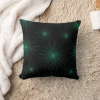 Cosmic Radiance Green Starburst Throw Pillow