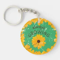 Sunny Yellow Flower Worn Look Acrylic Keychain