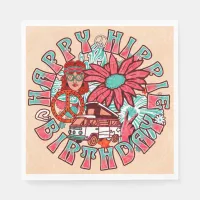 Hippie Retro Vintage Colors Birthday Napkins