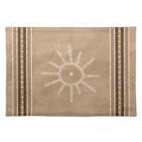 Southwest Sun Petroglyph Brown Geometric Border Cloth Placemat