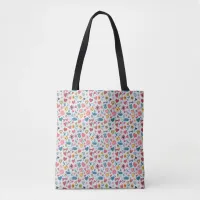 Colorful Crayon Hearts and Flowers Tote Bag