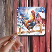 Cute Rustic Rooster Farm Themed Christmas Square Sticker