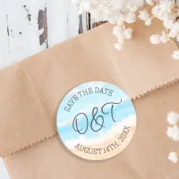 Personalized Save the Date Coastal Wedding Classic Round Sticker