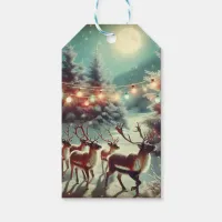 Vintage Reindeers and Christmas Lights   Gift Tags