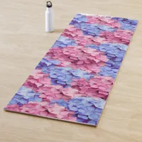 Heavenly Pink and Baby Blue Hydrangeas Yoga Mat