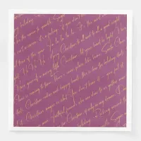 Magenta Gold Christmas Typography Pattern36 ID1009 Paper Dinner Napkins