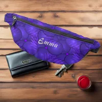 Purple planets, modern fractal pattern, custom fanny pack