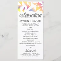 Pastel Multi-Colored Confetti White Wedding Program