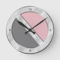 Two-Toned Light Pink and Grey Round Clock