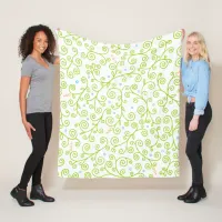 Lime Green Curling Vines | Girly Floral Pattern Fleece Blanket