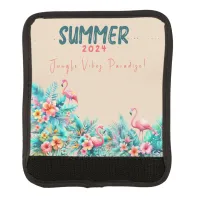 Tropical Jungle Summer 2024 Flamingo Slogan Pink Luggage Handle Wrap