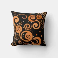 Halloween Steampunk Black and Orange Swirl 16 Inch Throw Pillow