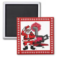 Vintage Santa Claus and a Coal Stove Burner Magnet