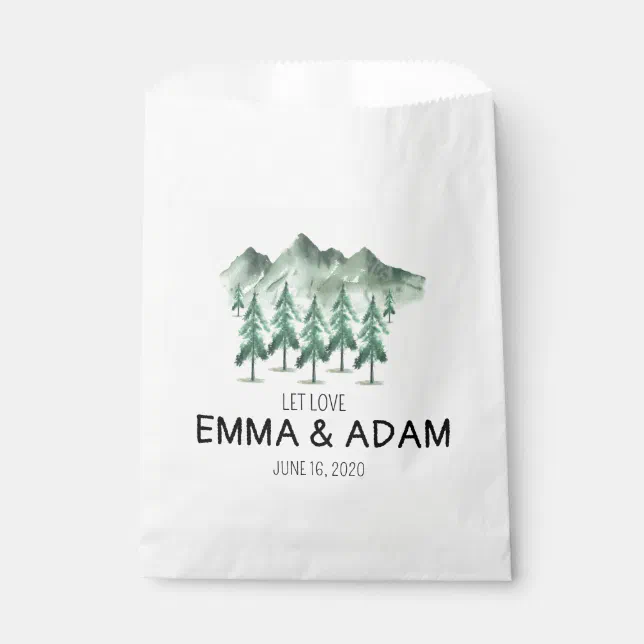 Rustic Mountain Watercolor Forest Tree Favor Bag