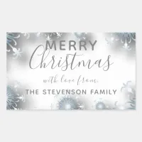 Merry Christmas Snowflakes Winter Holidays Rectangular Sticker