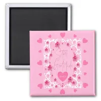 Pink Flowers and Petals Pretty Floral Gratitude  Magnet