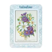 Romantic Vintage Flowers Lace Border Valentine Magnet