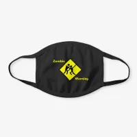 Yellow Fighting Zombie Warning Caution Sign, ZFJ Black Cotton Face Mask