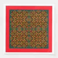 Red, Green & Gold Tapestry Pattern for Christmas Paper Dinner Napkins