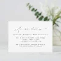 Modern Elegant Script Wedding Accommodations Enclosure Card