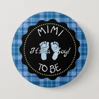 MIMI to be  Blue Plaid Baby Shower button