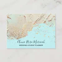 *~* Aqua Gold Foil Glitter Beauty Wedding Elegant Business Card