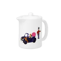 Cartoon Gingerbread Cruising in a Toy Car Teapot