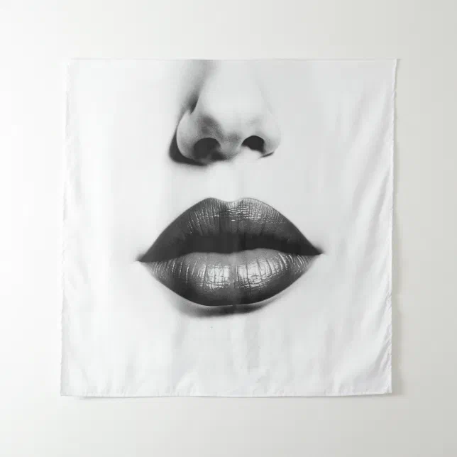 Lips ink drawing tapestry
