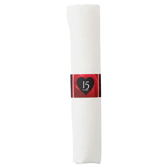 Elegant 15th Rose Wedding Anniversary Celebration Napkin Bands