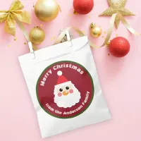 Santa Claus Face on Red Merry Christmas Favor Bag