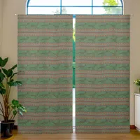 Southwest Roadrunner Sage Green Geometric Curtains