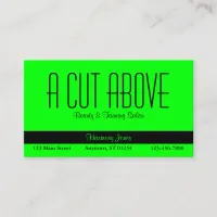 Black and Lime Green Beauty Salon Appointment Card