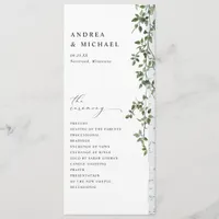 Simple Birch Tree Greenery Foliage Wedding Program