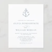 Budget Nautical Anchor Wedding Invite Blue QR Code Flyer