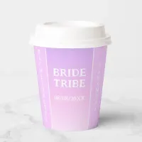 Bride Tribe Pink Gradient Bachelorette Party Name Paper Cups