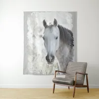 White dream horse tapestry