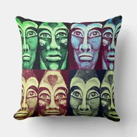 Mayan warriors - surrealism design throw pillow