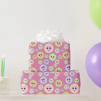 Happy faces in pastel - fun and cute  wrapping paper