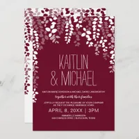 Rustic Floral Wedding Invitation (Marsala Wine)