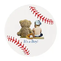 Baseball themed It's a Boy Baby Shower Cupcake  Edible Frosting Rounds