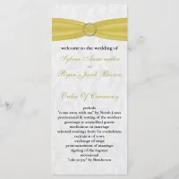 Gray Yellow  FAUX ribbon diamante buckle Wedding Program