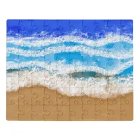 Ocean Art, White Foamy Waves on a Sandy Beach  Jigsaw Puzzle