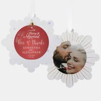 Merry & Married Photo Christmas Wedding Thank You Ornament Card