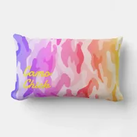 Girly Camouflage Pastels Monogram in Yellow | Lumbar Pillow