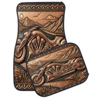 Majestic Futuristic Motorcycle in Leather Car Floor Mat