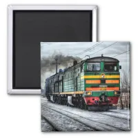 Green and Yellow Locomotive Train Magnet