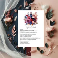 Burgundy, Navy & Blush Wine Tasting Guest Details Enclosure Card