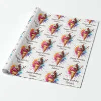 Personalized Ice Cream Cone Birthday Wrapping Paper