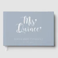 Elegant Modern Dusty Blue Quincea&#241;era Foil Guest Book