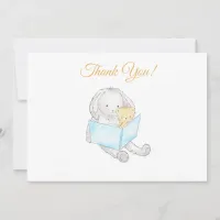 *~* Baby Shower Rabbit Bunny Reading to Teddy Thank You Card